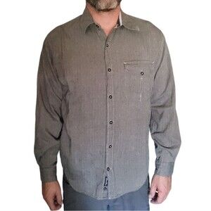 American Classic Russell Simmons Button Down Gray Long Sleeve Mens Medium